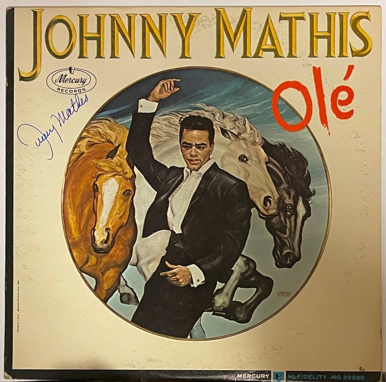 Johnny Mathis signed 1964 Ole' Album Cover/LP/Vinyl/Record - Beckett Review