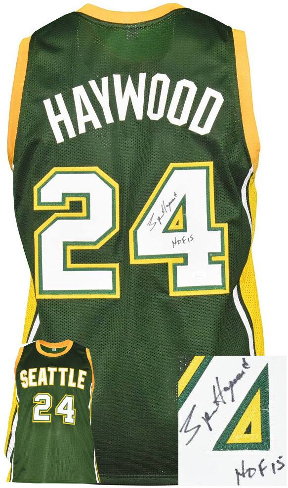 Spencer Haywood signed Seattle Green Custom Stitched Pro Jersey w/ HOF 15 - JSA