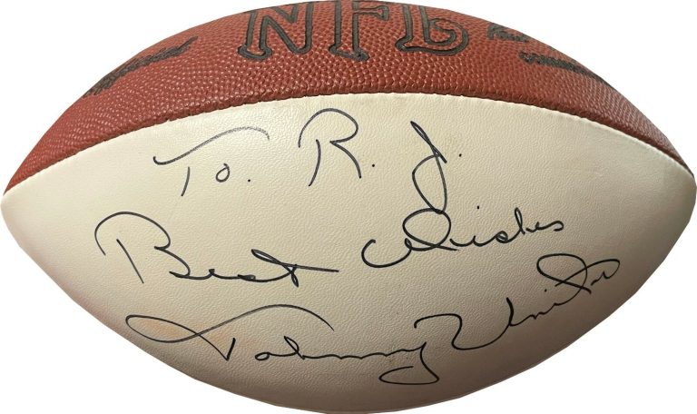 Johnny Unitas signed Wilson NFL White Panel Tagliabue Football To RJ - JSA LOA