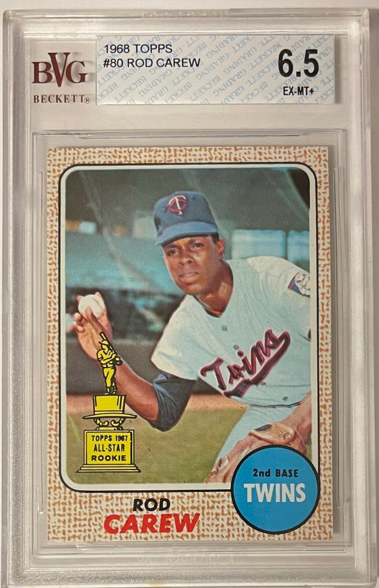 Rod Carew 1968 Topps Baseball Card #80 Twins - BVG Graded 6.5 EX-MT+Sub Grades