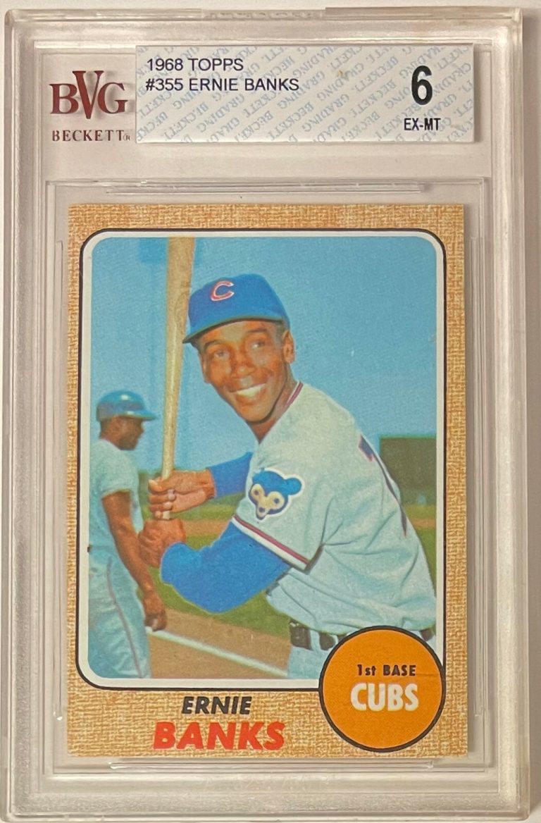Ernie Banks 1968 Topps Baseball Card #355 Cubs- BVG Graded 6 EX-MT w/ Sub Grades