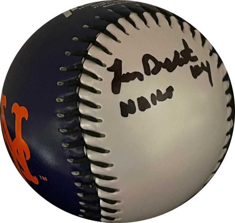 Lenny Dykstra signed Franklin New York Mets Logo Baseball w/ #4 Nails- JSA