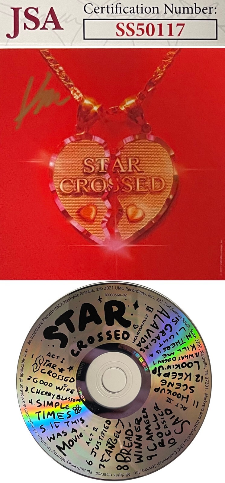 Kacey Musgraves 2021 Star Crossed CD with Signed Art Card– JSA #SS50117