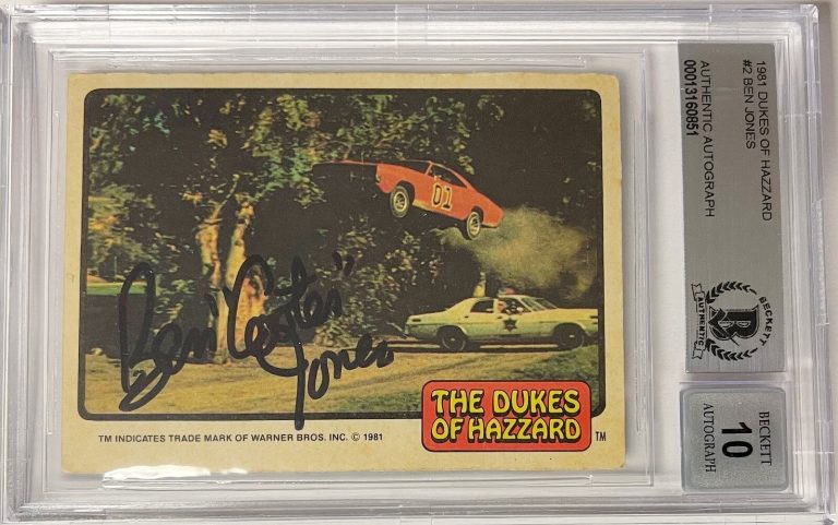 Ben Jones signed 1981 Dukes of Hazzard Trading Card #2 Cooter Insc - BAS Auto 10