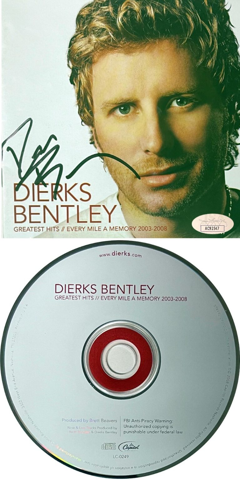 Dierks Bentley signed 2008 Greatest Hits/Every Mile A Memory Album Cover/CD- JSA