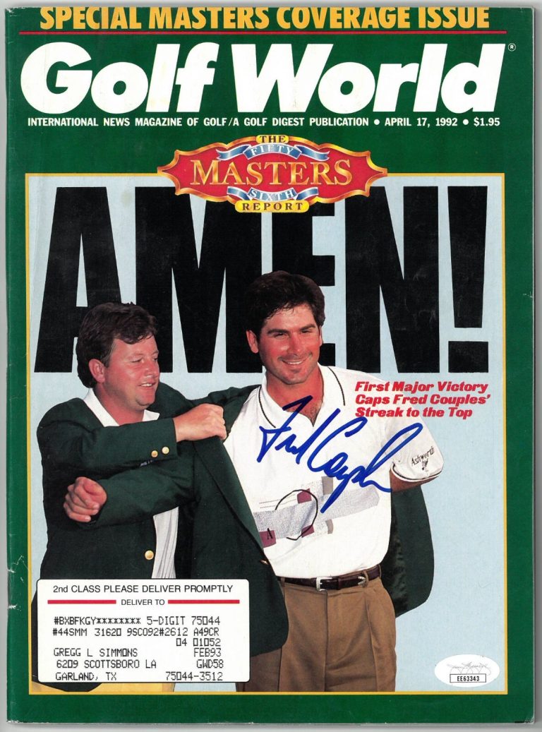 Fred Couples signed Golf World Full Magazine 4/17/1992- JSA #EE63343