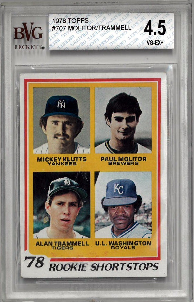 1978 Topps Rookie Shortstops Paul Molitor/Alan Trammell Card #707-BVG Graded 4.5