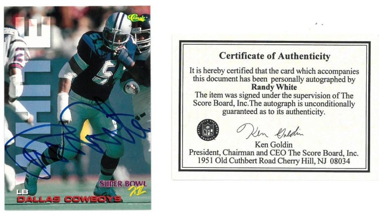 Randy White signed 1995 Classic Super Bowl XII Card #SP8- Score Board COA Dallas