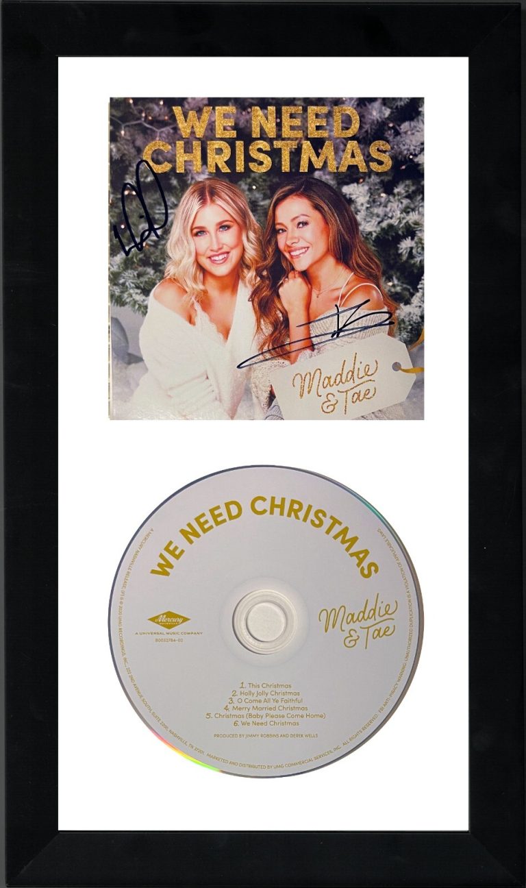Maddie & Tae signed 2020 We Need Christmas Album Cover Booklet/CD Framed - COA