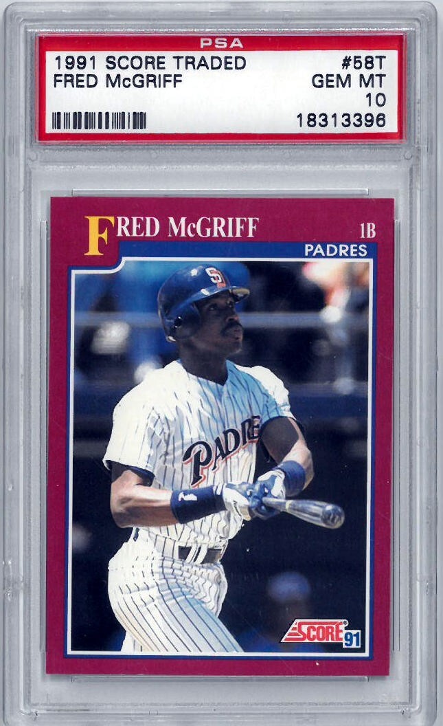 Fred McGriff Padres 1991 Score Traded Baseball Card #58T- PSA Graded 10 Gem Mint