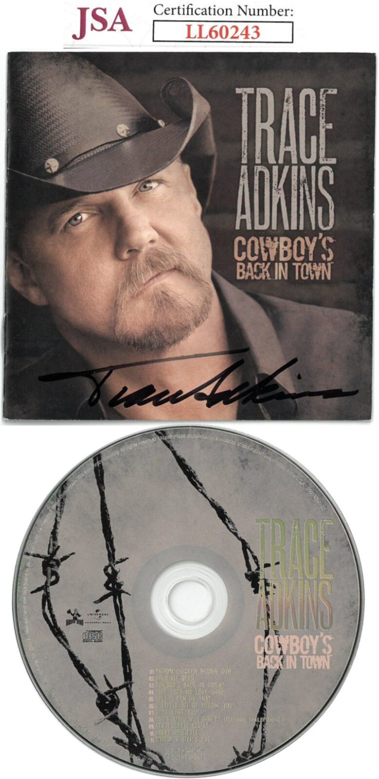 Trace Adkins signed 2010 Cowboy's Back In Town Booklet w/ CD & Case - JSA