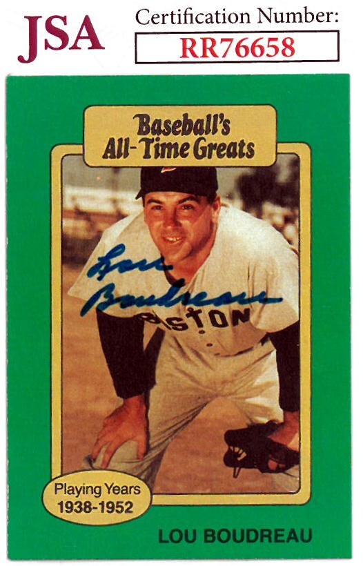 Lou Boudreau Red Sox signed 1987 Hygrade Baseball Card- JSA- On Card Auto