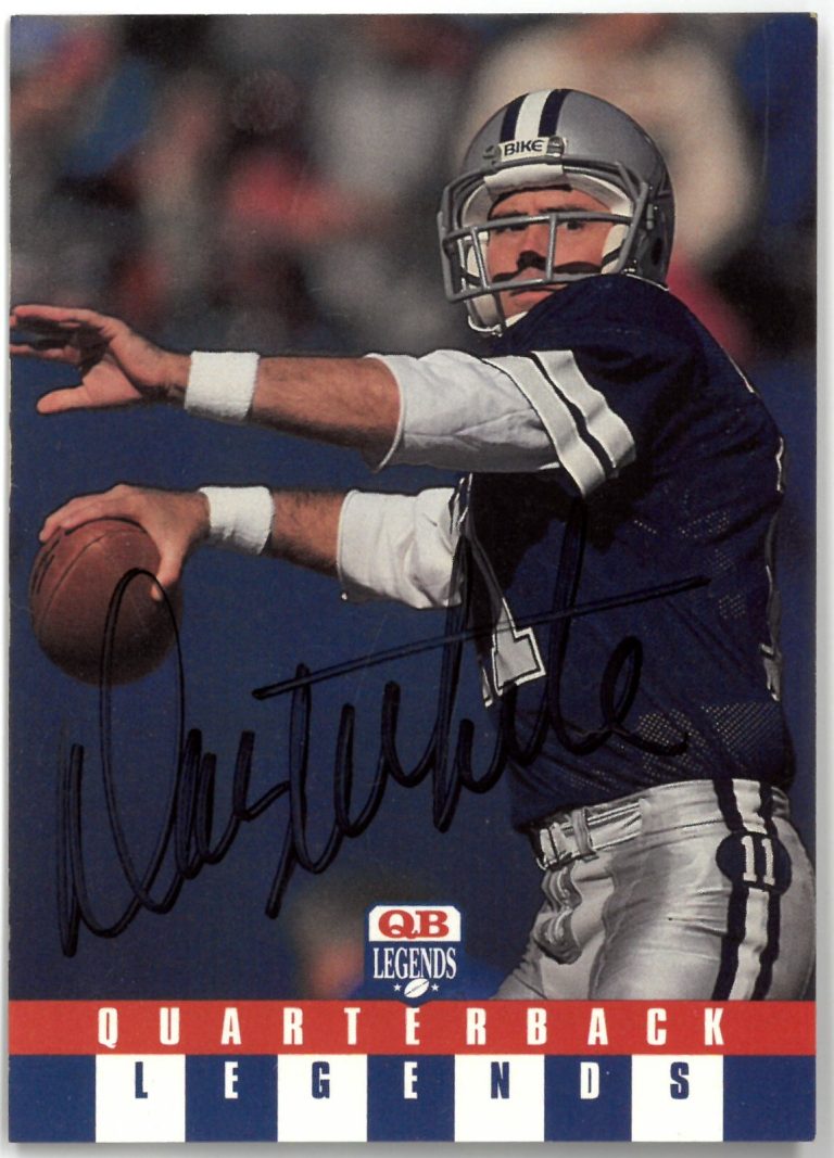 Danny White signed 1991 QB Legends NFL Football On Card Auto #44 (Cowboys/COA)