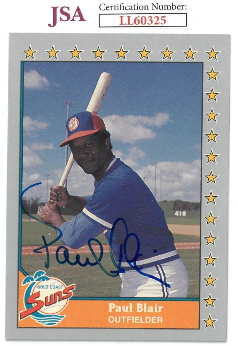 Paul Blair signed 1990 Pacific Baseball Card #76- JSA #LL60325 Gold Coast Suns