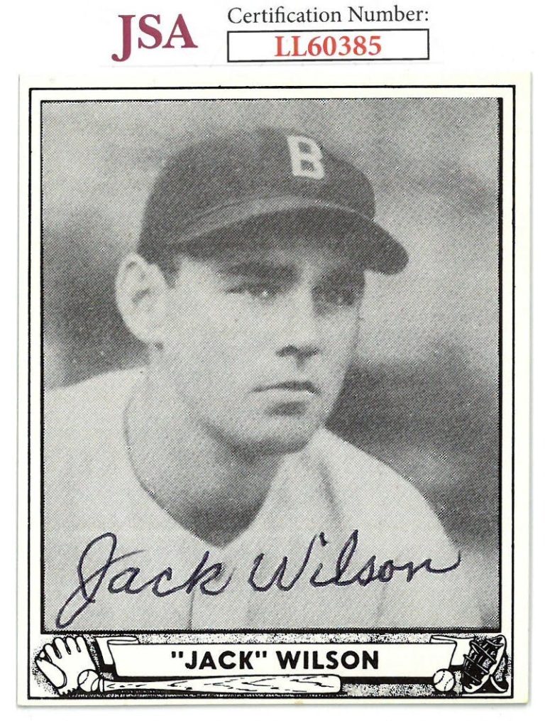 Jack Wilson signed 1986 Reprint 1940 Ball Card #31- JSA #LL60385