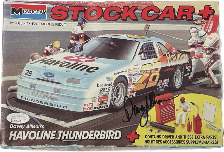 Davey Allison signed NASCAR 1:24 Scale 1990 Monogram Car Model Kit #28 RARE- JSA