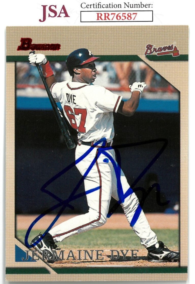 Jermaine Dye signed 1996 Bowman Baseball Card #132 Atlanta Braves - JSA #RR76587