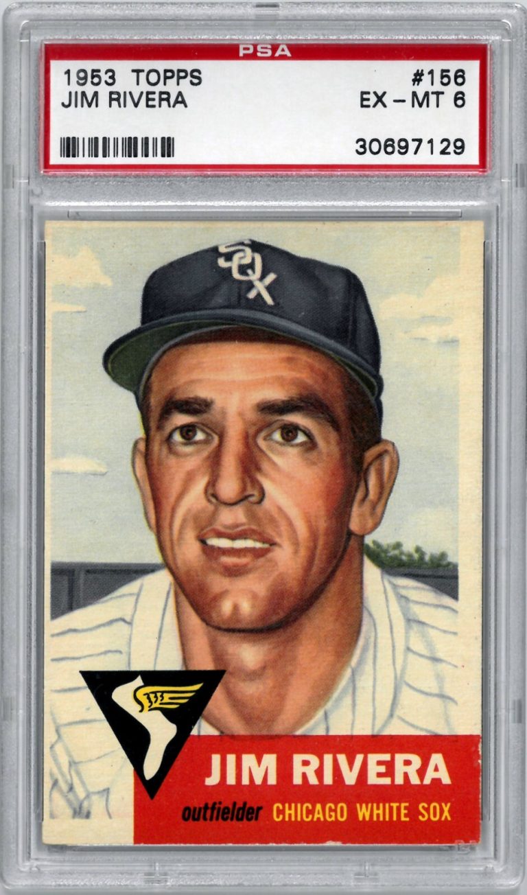 Jim Rivera 1953 Topps Baseball Card #156- PSA Graded 6 EX-MT (Chicago White Sox)
