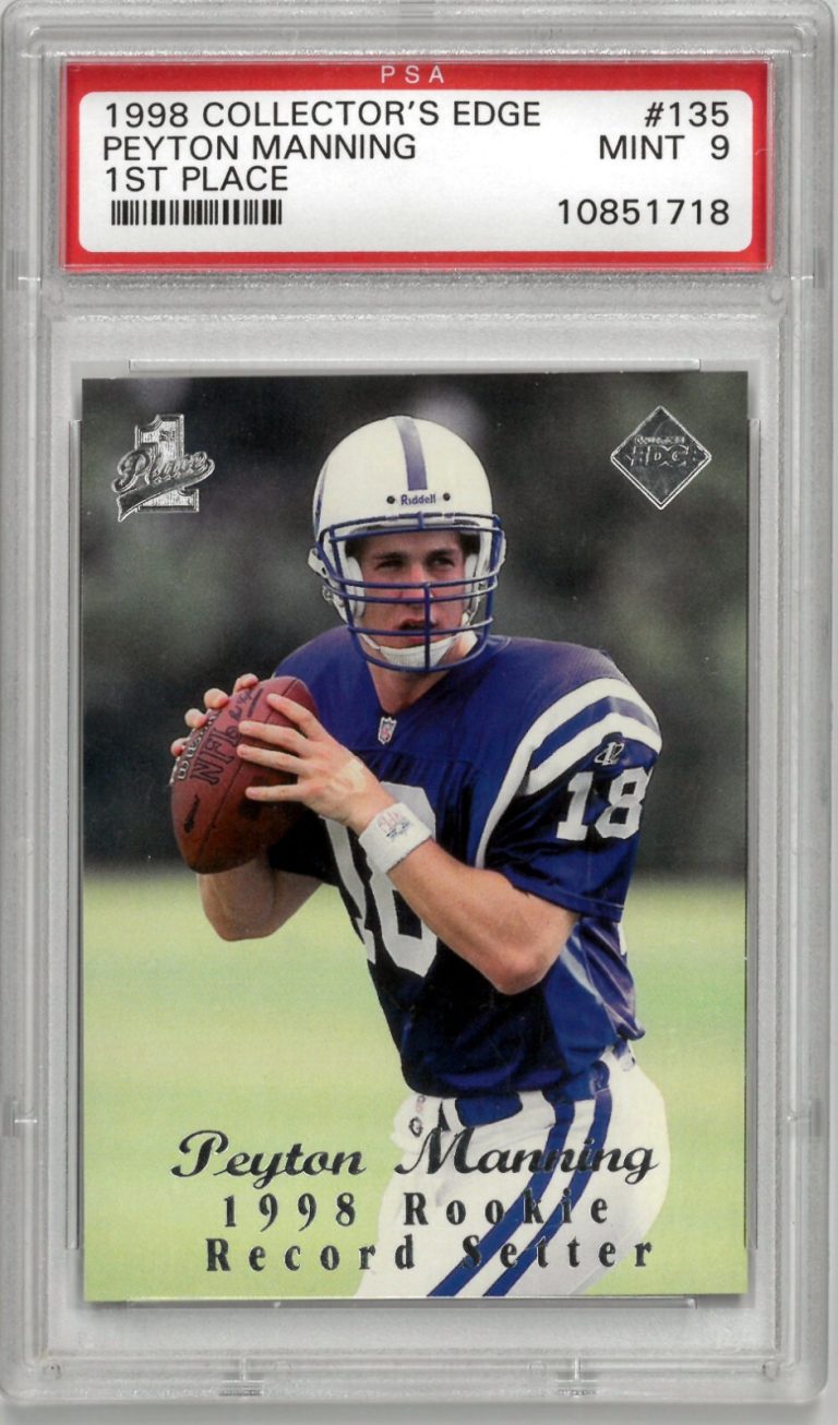 Peyton Manning 1998 Collector's Edge Rookie Card (RC) #135- PSA Graded 9 Mint