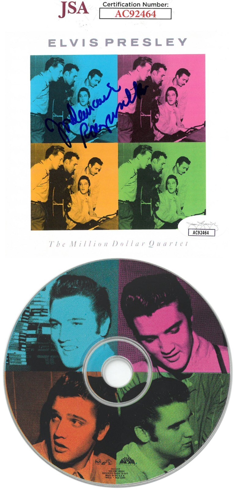 Elvis Presleys Jordainaires Ray Walker signed 1990 Million Dollar Quartet CD JSA
