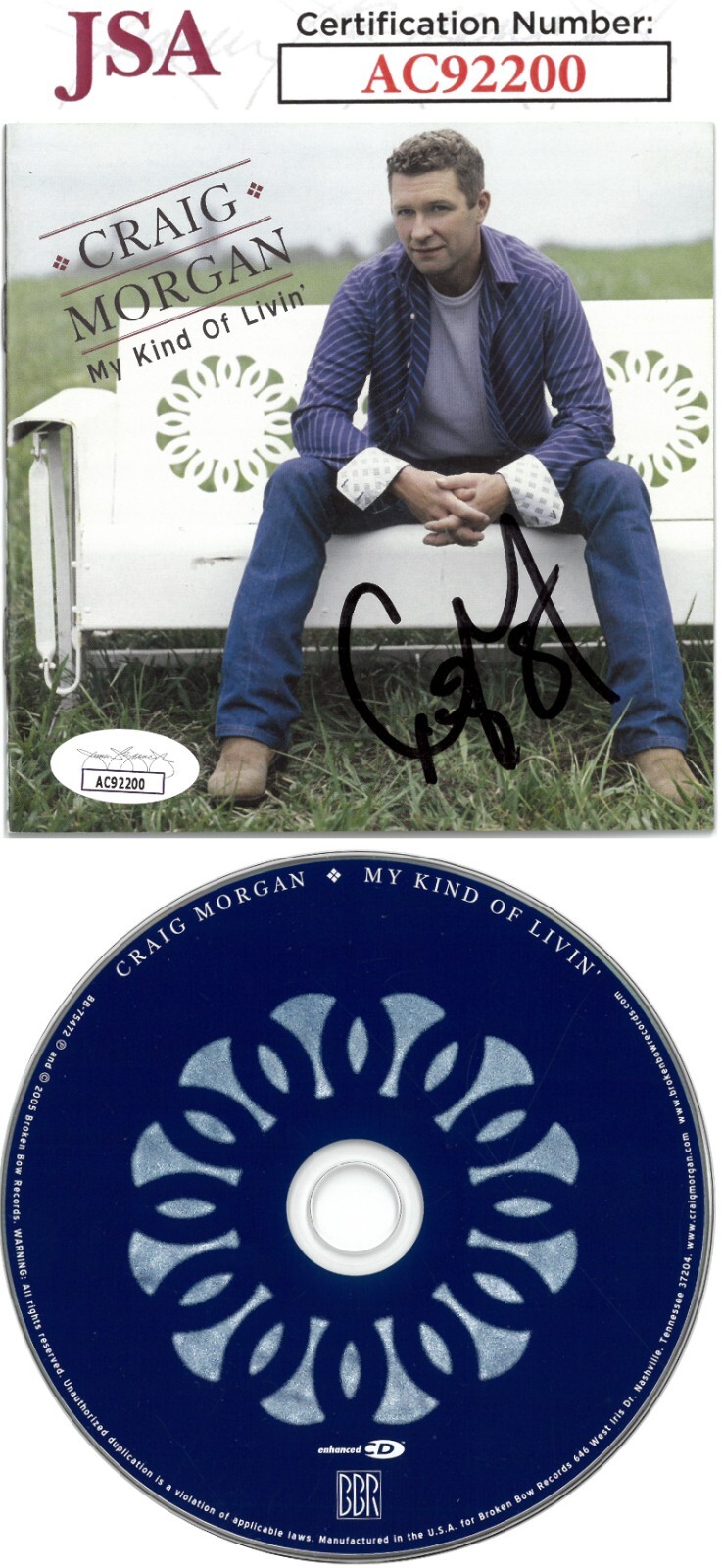 Craig Morgan signed 2005 My Kind of Livin' Album Cover Booklet w/ CD & Case- JSA