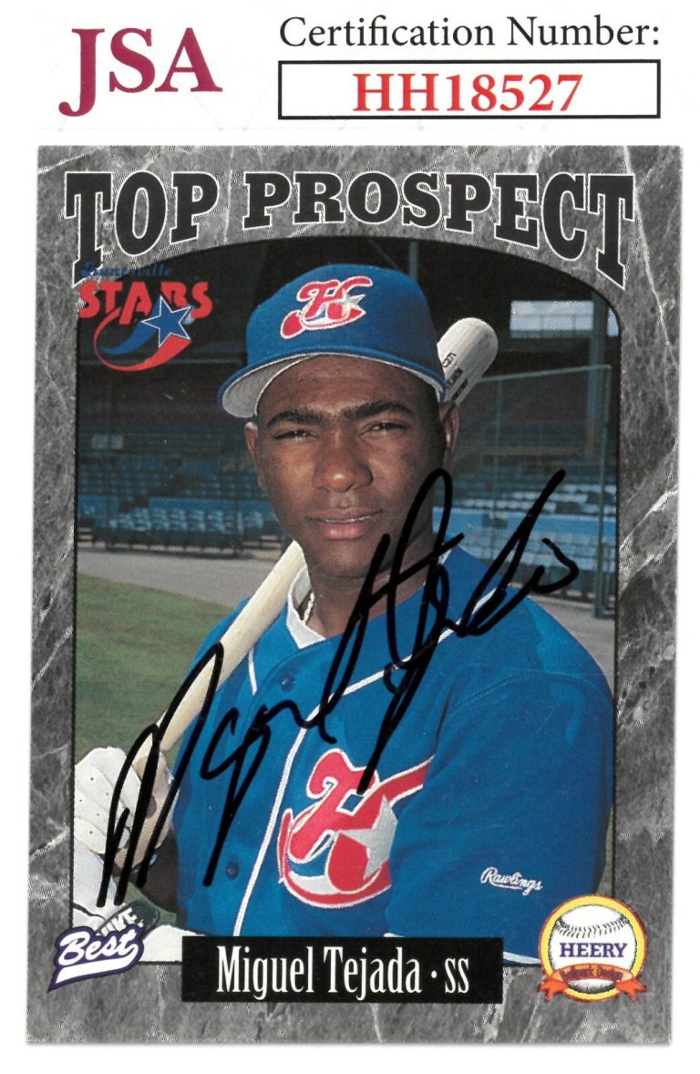 Miguel Tejada signed 1997 Best Top Prospect Rookie Card (RC) #15- JSA On Card