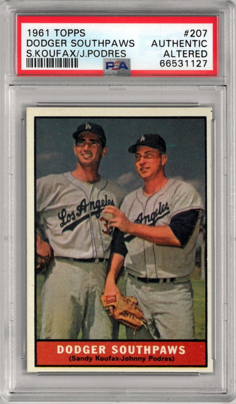 Sandy Koufax/Johnny Podres 1961 Topps Dodger Southpaws Card-PSA Slabbed Auth Alt