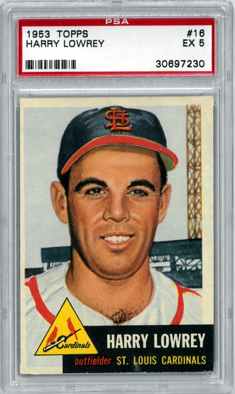 Harry Lowrey 1953 Topps Baseball Card #16- PSA Graded 5 EX (St. Louis Cardinals)