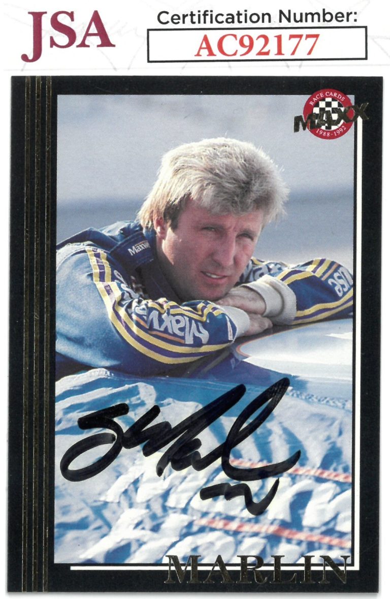 Sterling Marlin signed 1992 Maxx Nascar Card #22- JSA #AC92177