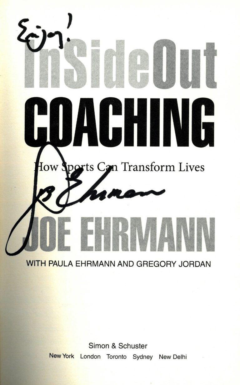 Joe Ehrmann signed 2011 InSideOut Coaching Hardcover Book w/ Enjoy - COA
