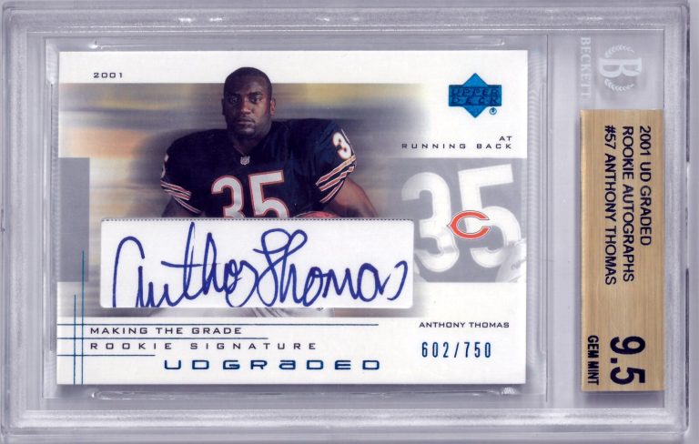Anthony Thomas signed 2001 Upper Deck Rookie Card #57- BGS Graded 9.5 Gem Mint