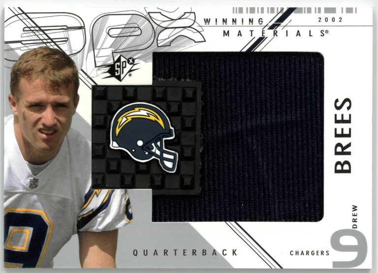 Drew Brees 2002 Upper Deck SPX Winning Materials Jumbo Game Worn Patch Card