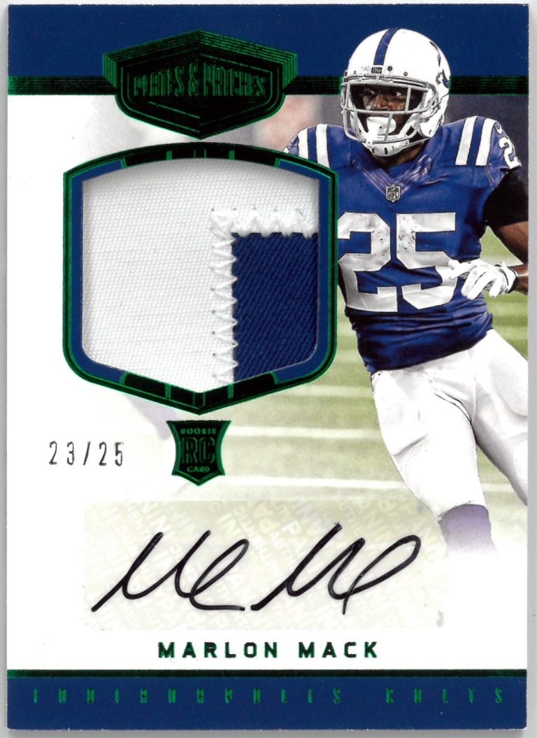 Marlon Mack signed 2017 Panini Plates & Patches Rookie/RPA Auto Patch Card 23/25