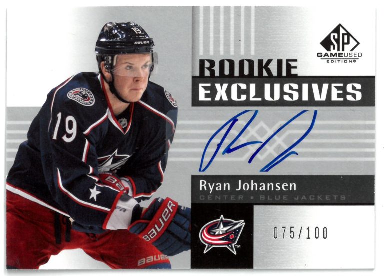 Ryan Johansen signed 2011-12 SP Game Used NHL Rookie Exclusives Card 075/100