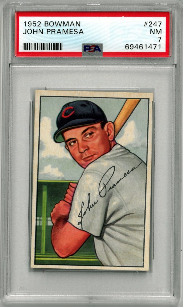 John Pramesa 1952 Bowman Baseball Card #247 - PSA Graded 7 NM (Chicago Cubs)