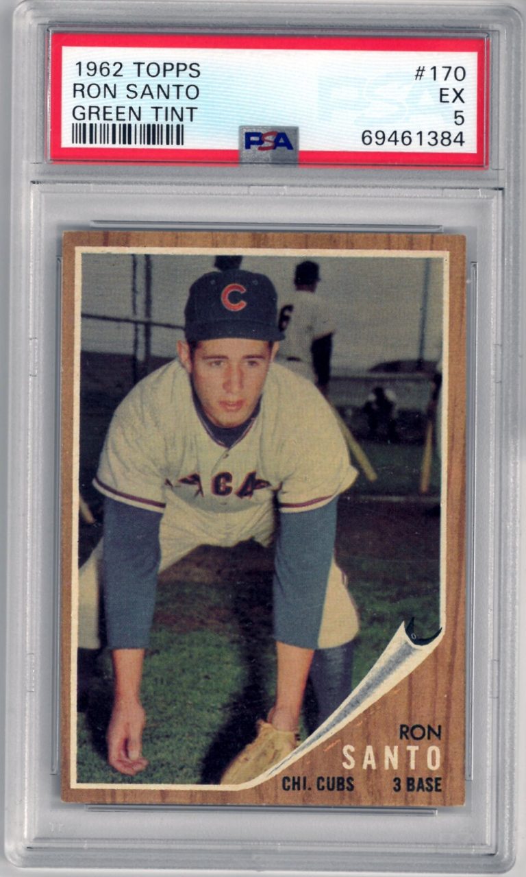 Ron Santo 1962 Topps Green Tint Baseball Card #170- PSA Graded 5 EX