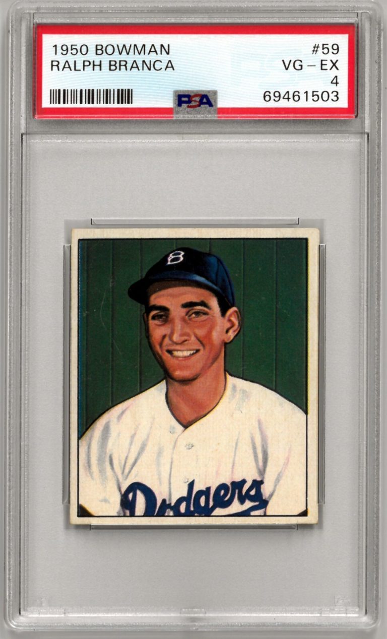 Ralph Branca 1950 Bowman Baseball Card #59- PSA Graded 4 VG-EX Brooklyn Dodgers