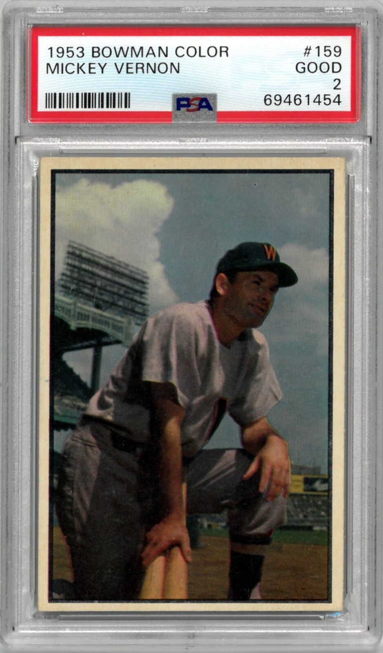 Mickey Vernon 1953 Bowman Color Baseball Card #159- PSA Graded 2 Good -Senators