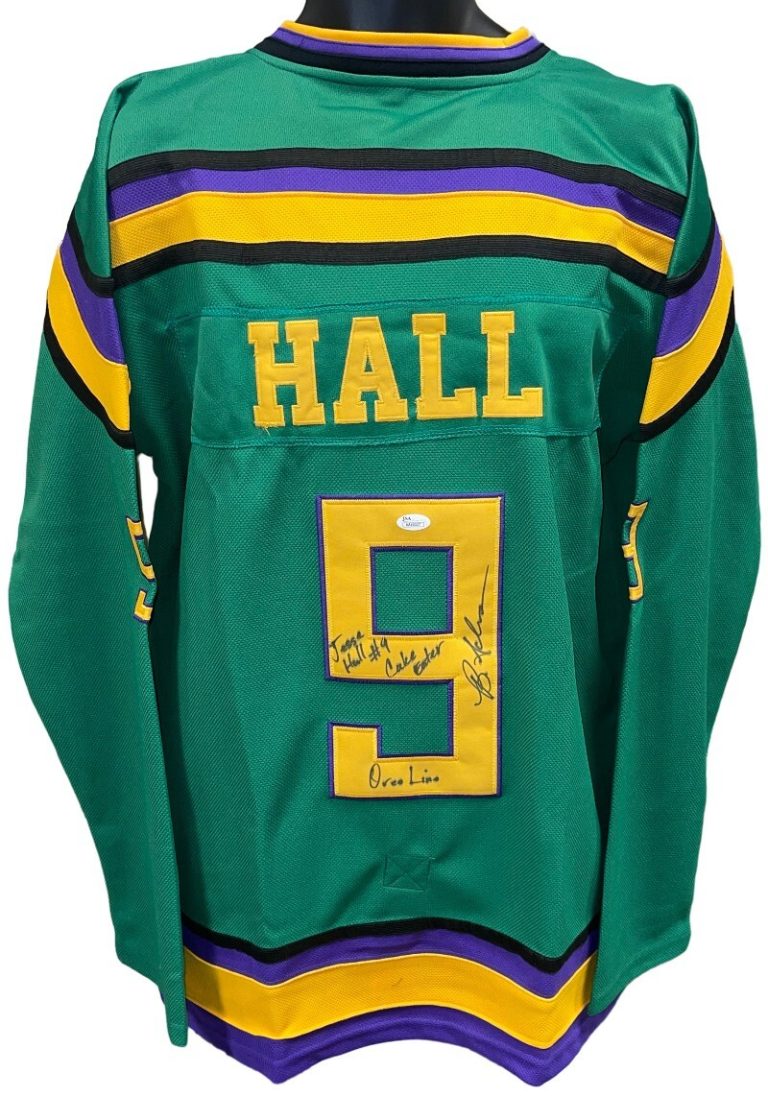 Brandon Adams signed Mighty Ducks Custom Pro Hockey Jersey Jesse Hall/Cake - JSA