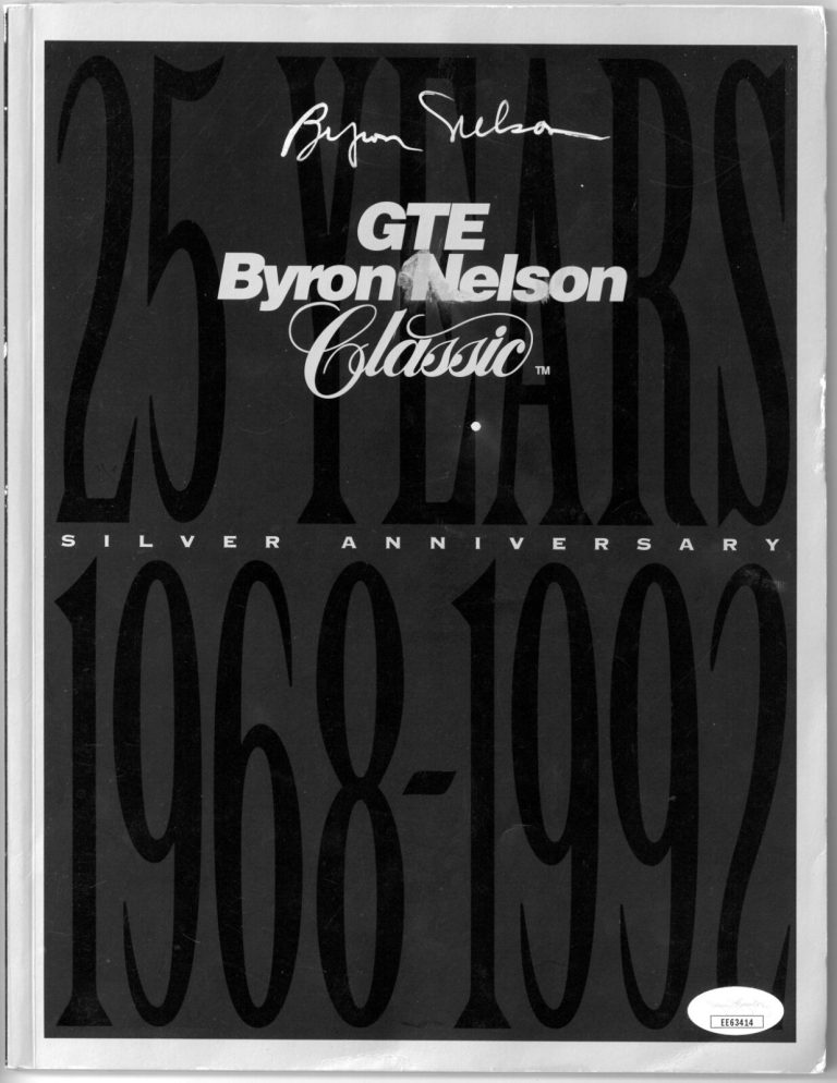 Byron Nelson signed 1992 GTE Byron Nelson Classic Golf Silver Anniversary Progra