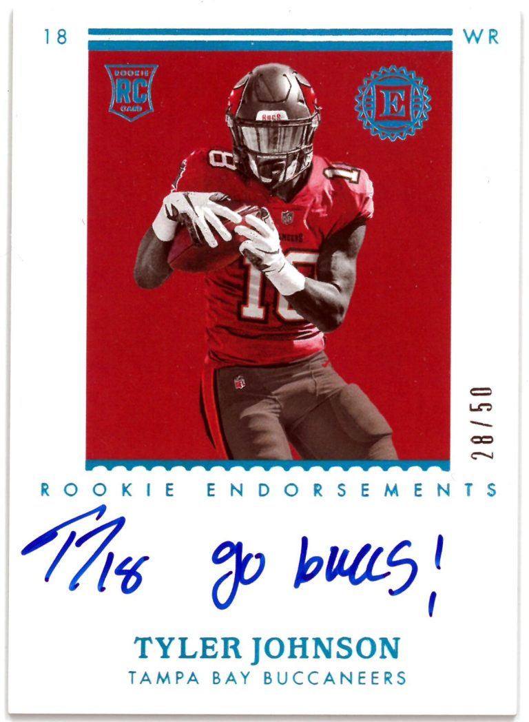 Tyler Johnson signed 2020 Panini Encased Rookie Endorsements Card (RC) 28/50