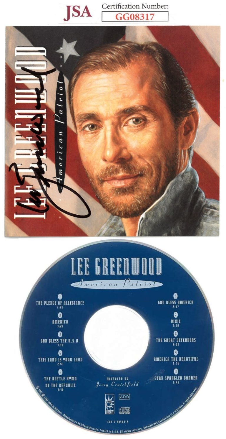 Lee Greenwood signed 1992 American Patriot Album Cover Booklet w/ CD & Case- JSA