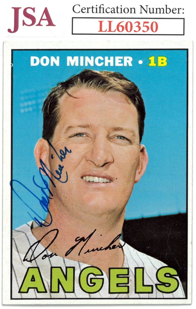 Don Mincher signed 1967 Topps Baseball On Card Auto #312 CA Angels- JSA #LL60350