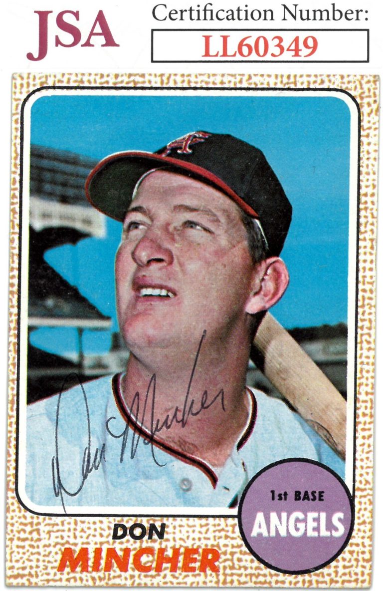 Don Mincher signed 1968 Topps Baseball On Card Auto #75 Angels - JSA #LL60349