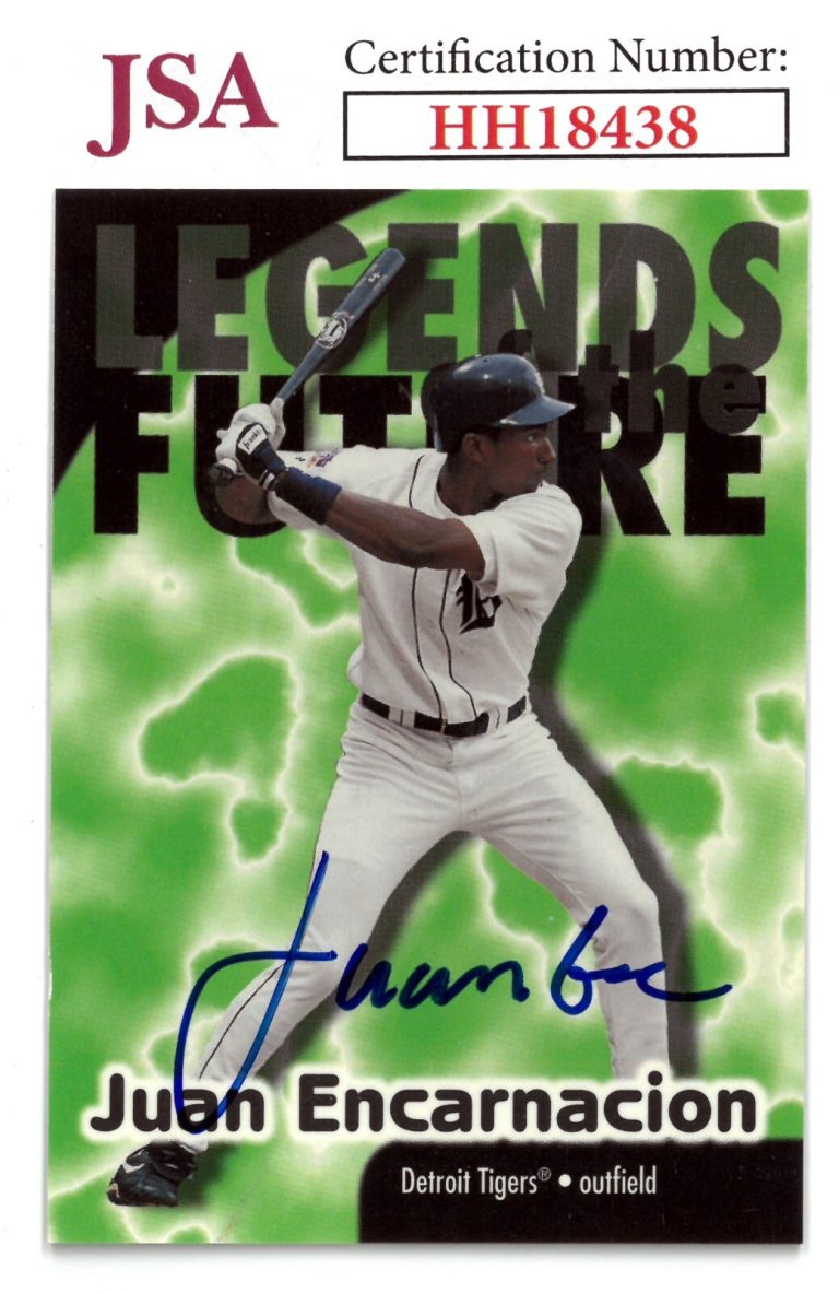 Juan Encarnacion signed 1998 Fleer Legends Future Rookie On Card Auto #143- JSA