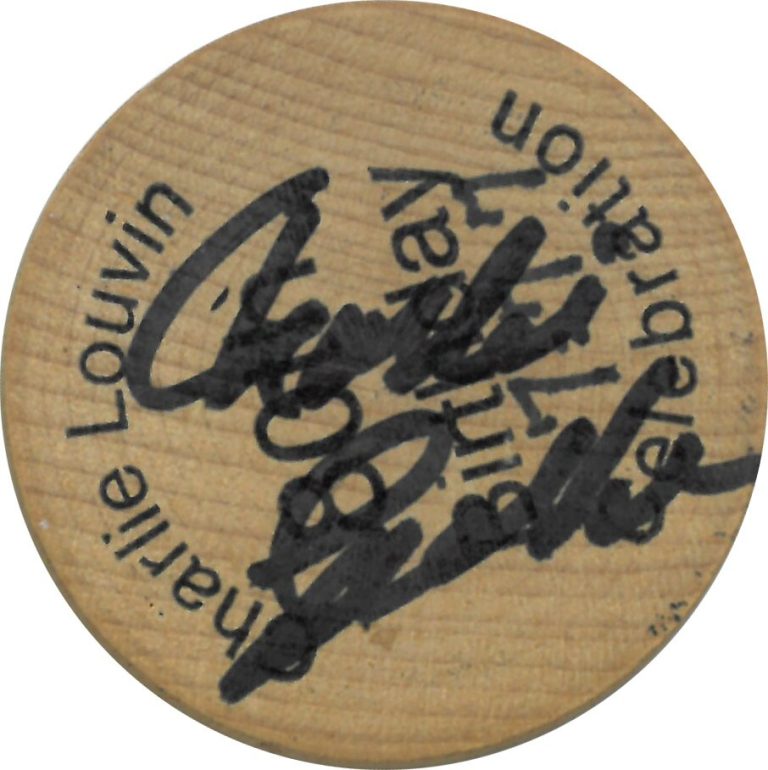 Charlie Louvin signed 2007 80th Birthday Cel Wooden Nickel 1.5