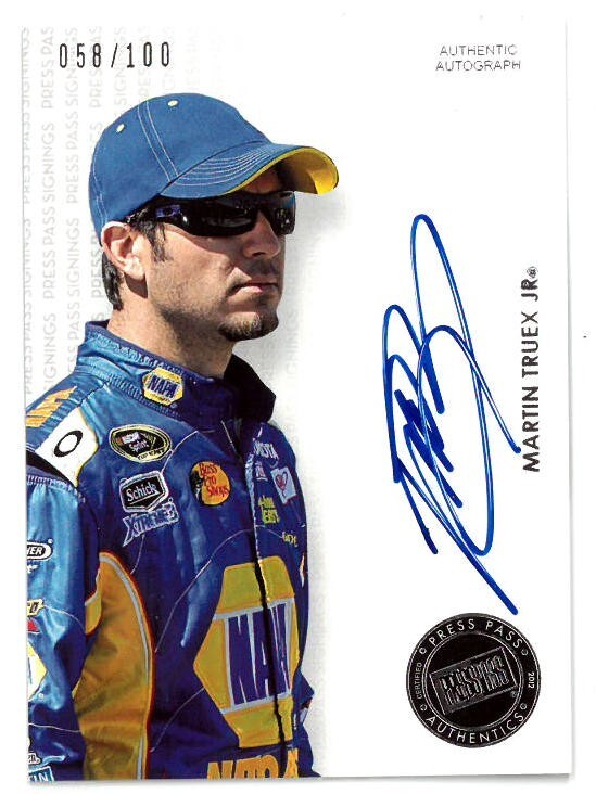 Martin Treux, Jr. signed 2013 Press Pass Authentics NASCAR On Card Auto 058/100