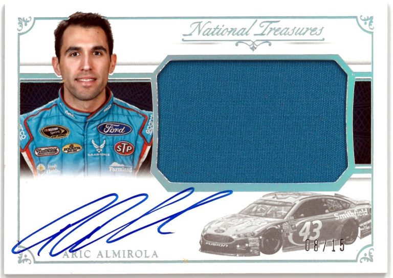 Aric Almirola signed 2016 Panini National Treasures Racing NASCAR On Card Auto/J