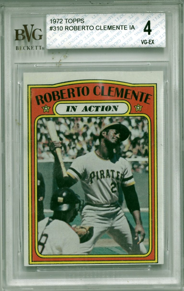 Roberto Clemente 1972 Topps In Action Card #310- BVG Graded 4 VG-EX w/ Subgrades