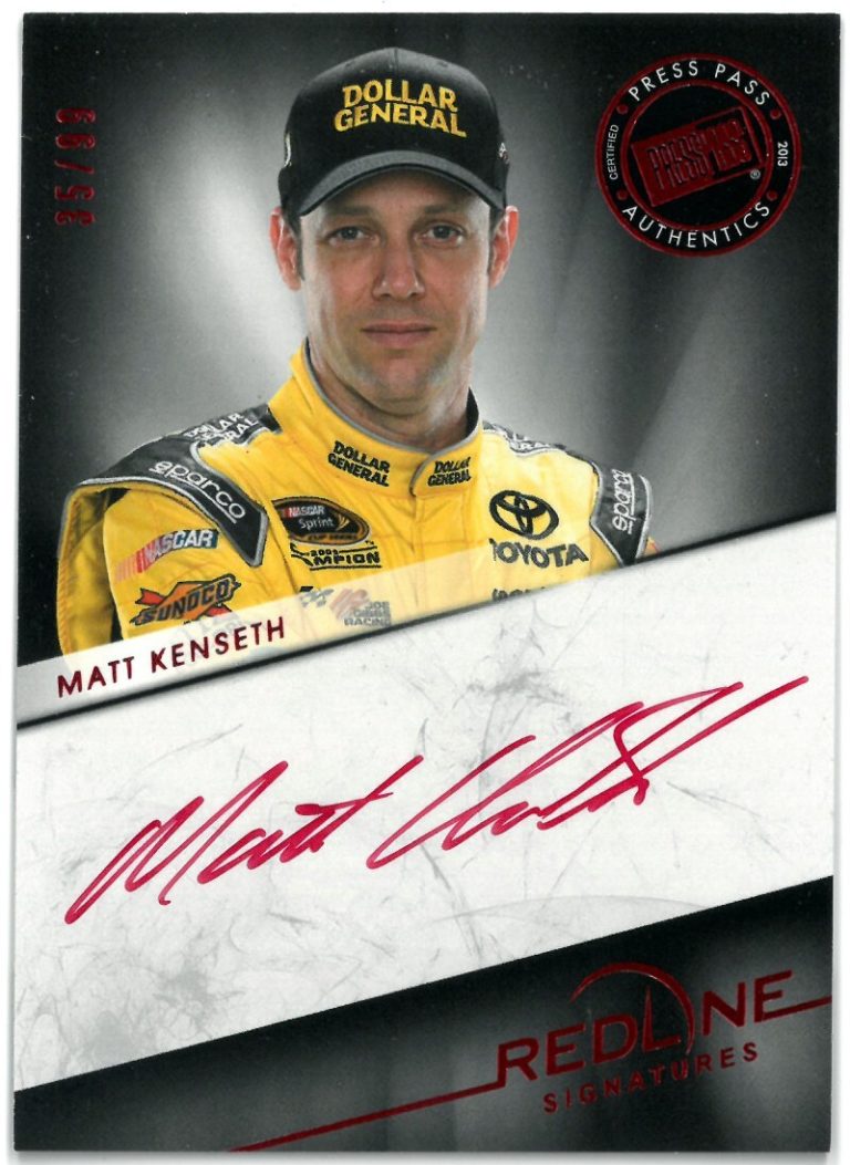 Matt Kenseth signed 2013 Press Pass Redline Authentics NASCAR On Card Auto 35/99